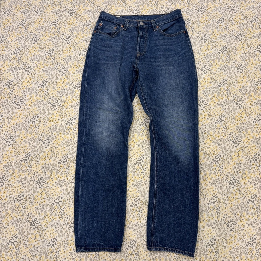 Levi's 501 Selvedge Jeans Women's 28x30 Blue Wash Straight Leg Denim Button Fly